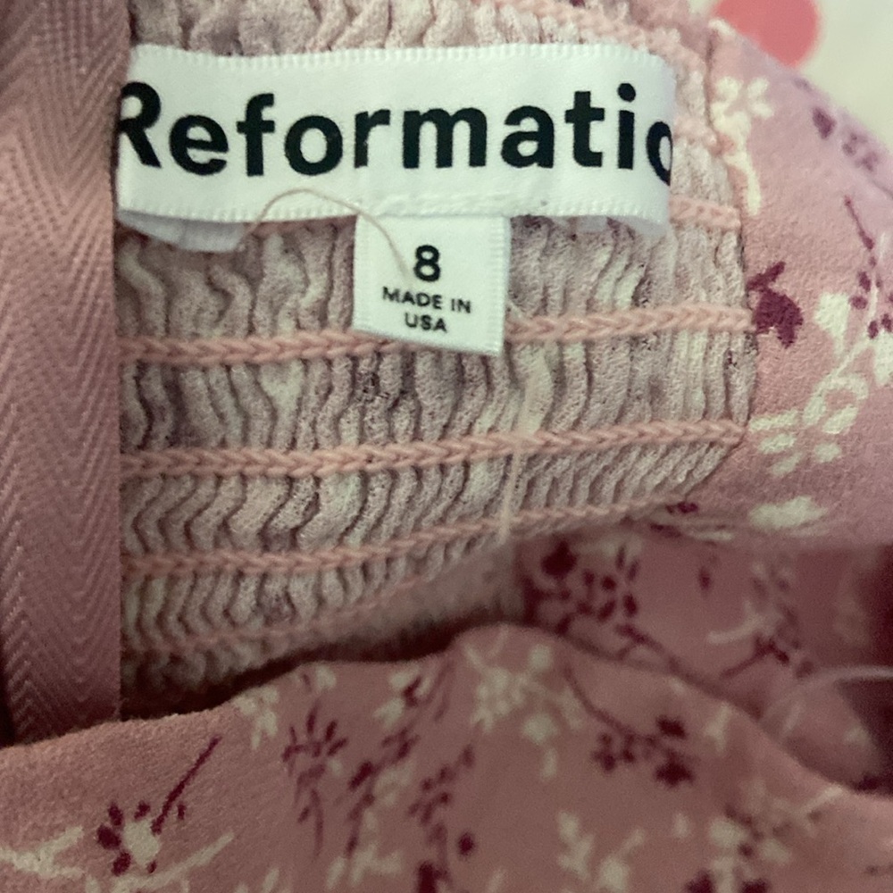 Reformation Corbin Dress Sz 8 Puff Sleeve Smocked - Picture 5 of 5